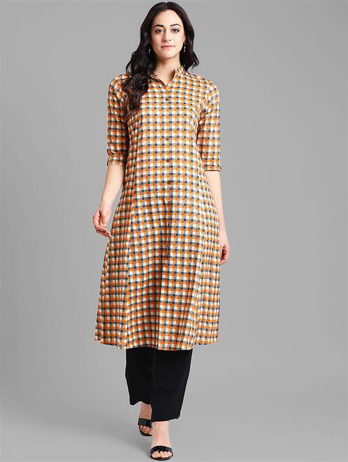 checkered a-line kurta - 15997994 - Very Small Image - 1