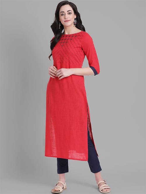 embroidered straight kurta - 15998010 - Very Small Image - 1