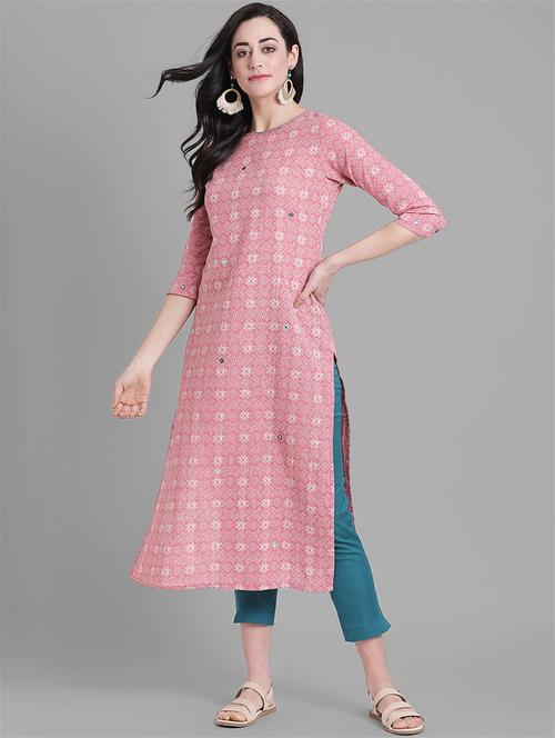 printed straight kurta - 15998014 - Very Small Image - 1