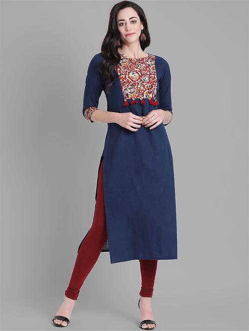 kalamkari straight kurta with tassels - 15998017 - Very Small Image - 1