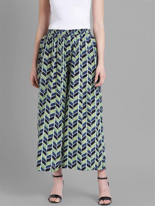 chevron green rayon palazzo - 15998065 - Very Small Image - 1