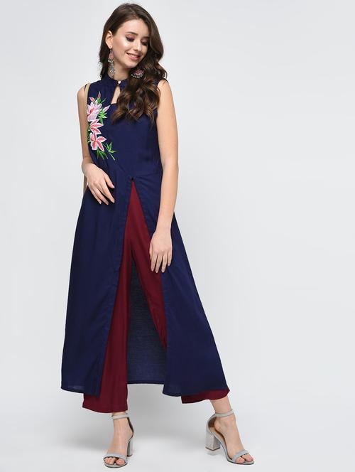 high slit embroidered kurta - 15998125 - Very Small Image - 1