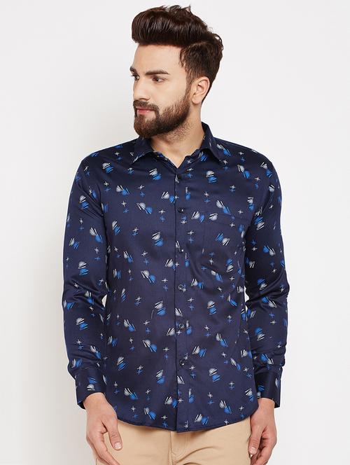 navy blue cotton casual shirt - 15998244 - Very Small Image - 1