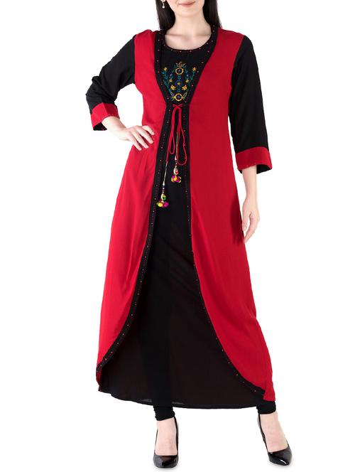 embroidered a-line kurta - 15998447 - Very Small Image - 1