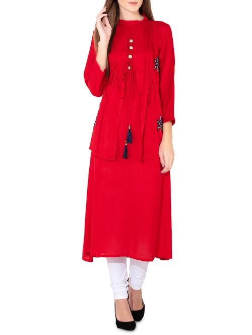 solid layered kurta with tassels - 15998448 - Very Small Image - 1