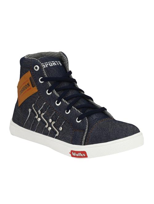 navy denim lace up sneakers - 15998738 - Very Small Image - 1