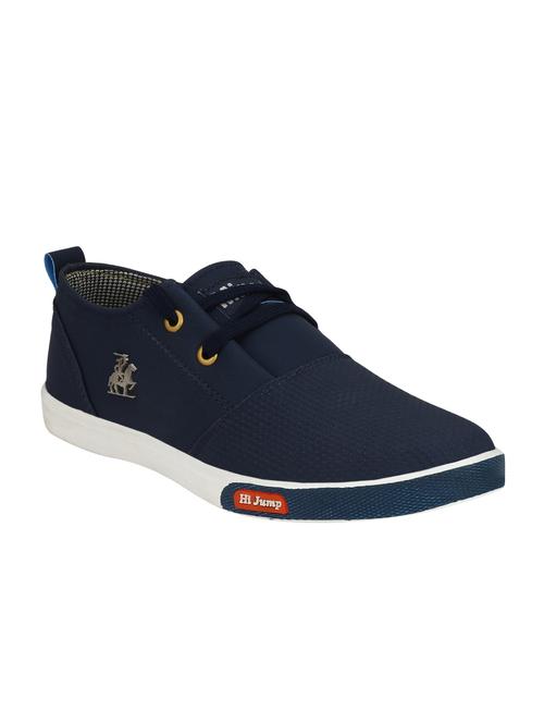 navy leatherette lace up sneakers - 15998744 - Very Small Image - 1
