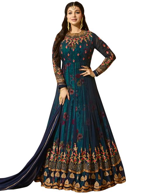 anarkali embroidered unstitched suit - 15998947 - Very Small Image - 1