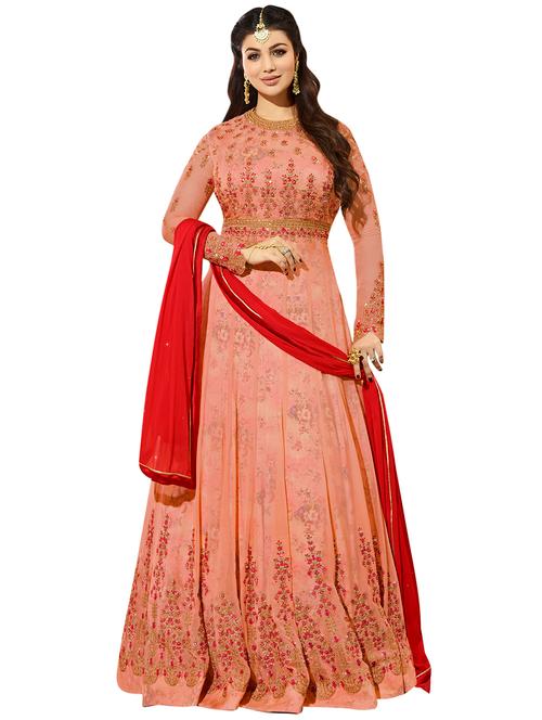 anarkali embroidered unstitched suit - 15998948 - Very Small Image - 1