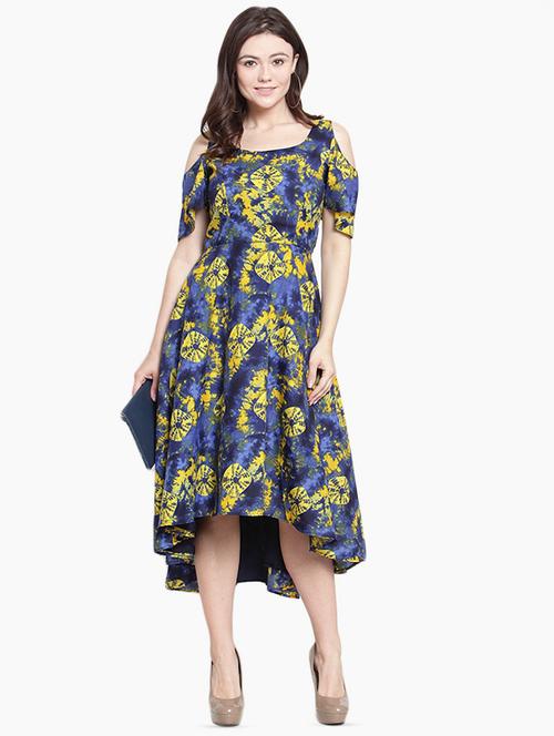cold shoulder tied and dyed high low dress - 15999038 - Very Small Image - 1