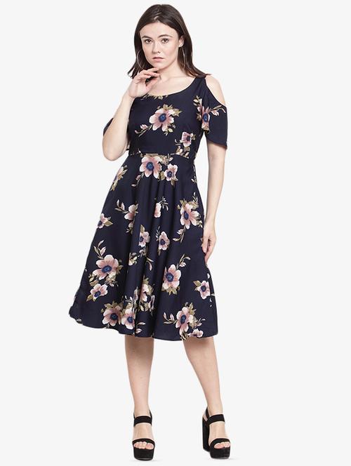 cold shoulder floral flared dress - 15999040 - Very Small Image - 1