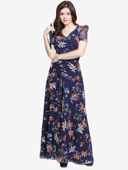 v neck floral maxi dress - 15999041 - Very Small Image - 1