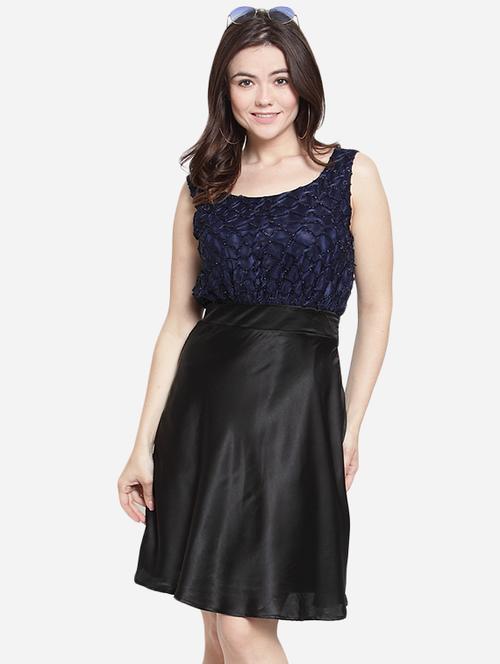 scoop neck textured a-line dress - 15999051 - Very Small Image - 1