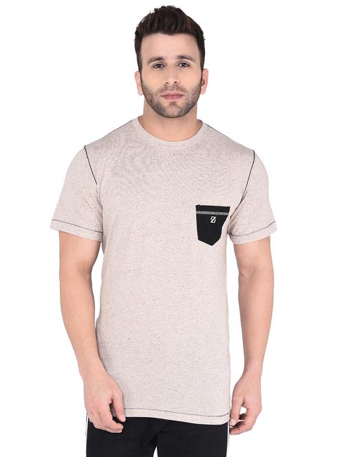 beige cotton pocket t-shirt - 15999181 - Very Small Image - 1