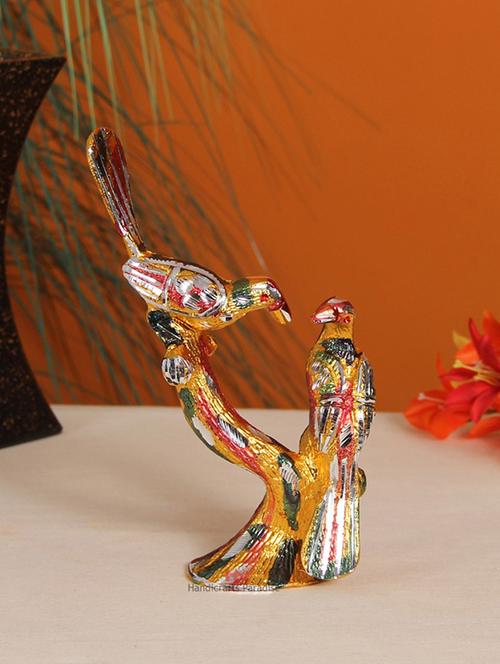 handicrafts paradise birds couple sitting on a branch home d?cor showpiece - 4.25 x 8inch ( multi color ) - 15999278 - Very Small Image - 1