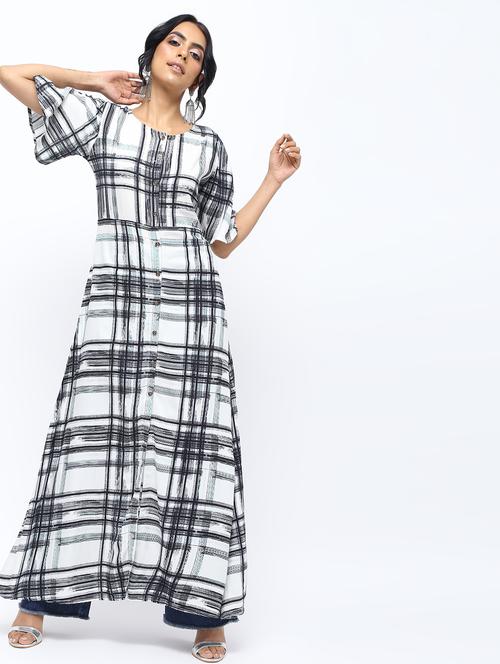 checkered a-line kurta - 15999304 - Very Small Image - 1