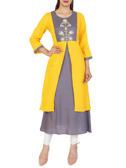 layered embroidered kurta - 15999477 - Very Small Image - 1