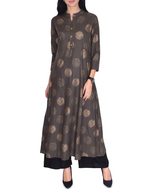 a-line foil print kurta - 15999484 - Very Small Image - 1