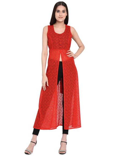front slit laced tunic - 16000324 - Very Small Image - 1