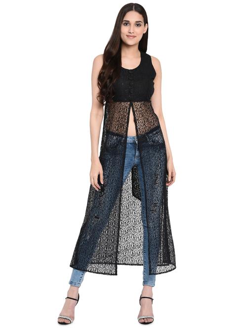 front slit laced tunic - 16000328 - Very Small Image - 1