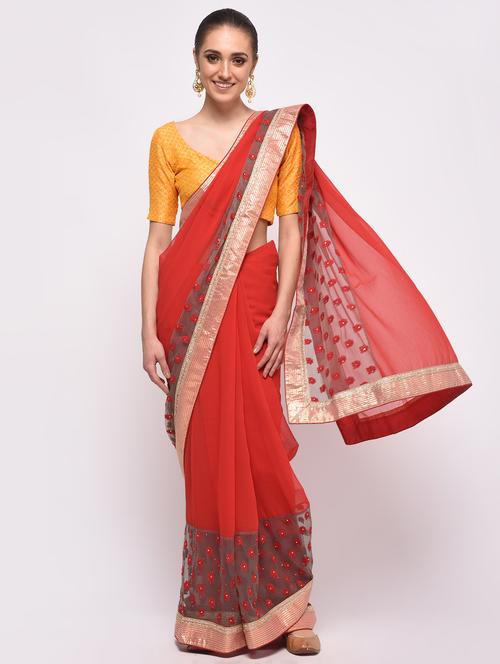 embroidered handloom saree with blouse - 16000623 - Very Small Image - 1