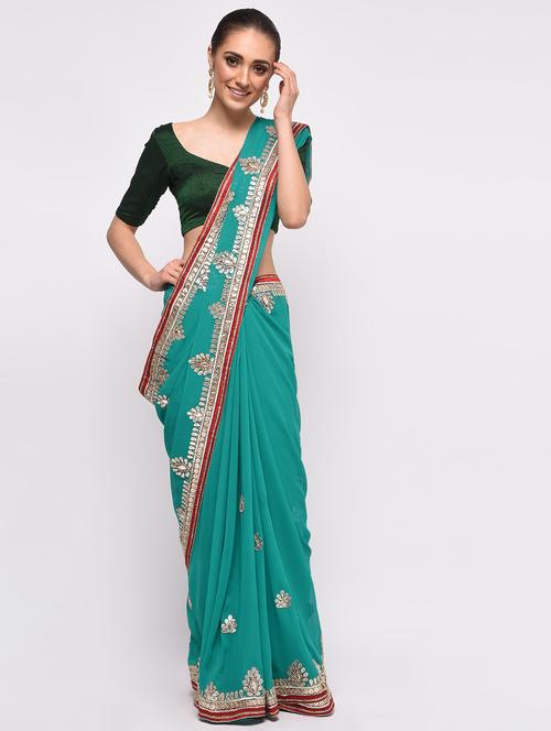 embellished handloom saree with blouse - 16000625 - Very Small Image - 1