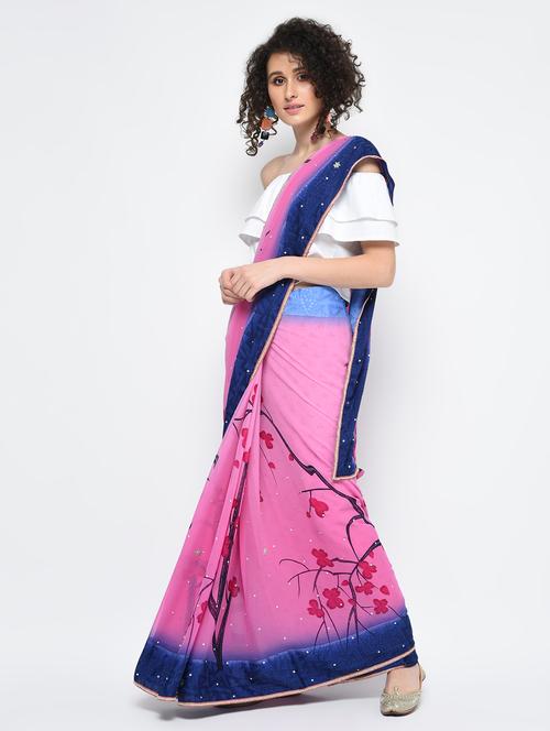 printed saree with blouse - 16000641 - Very Small Image - 1