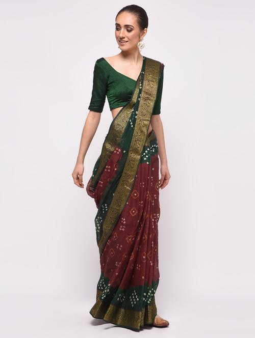 bandej printed saree with blouse with blouse - 16000674 - Very Small Image - 1