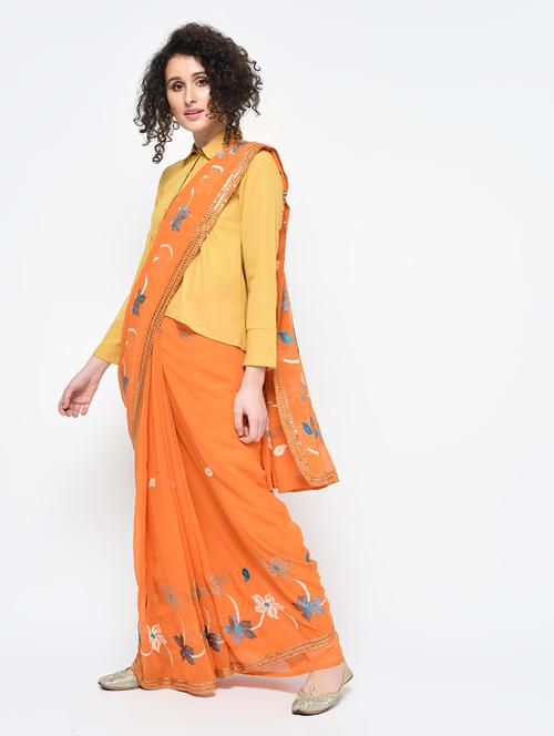 sequence border saree with blouse - 16000736 - Very Small Image - 1