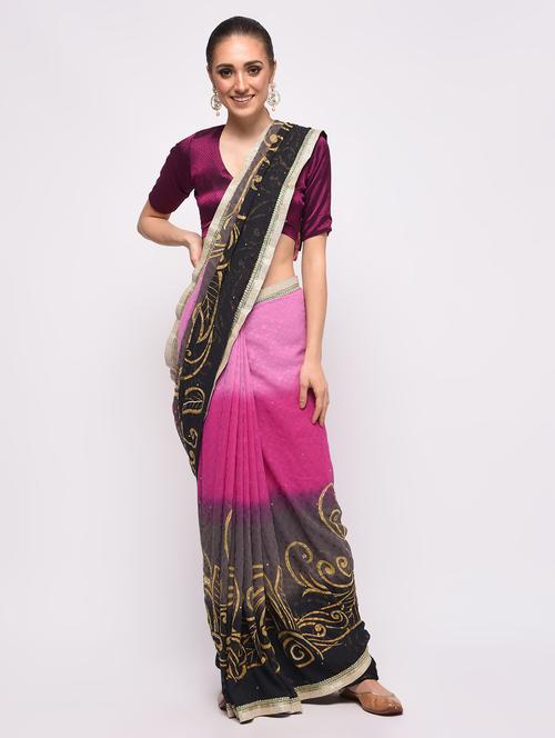 multi colored georgette printed saree with blouse - 16000745 - Very Small Image - 1