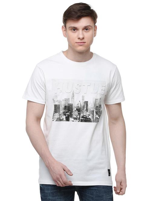 white chest print t-shirt - 16000914 - Very Small Image - 1