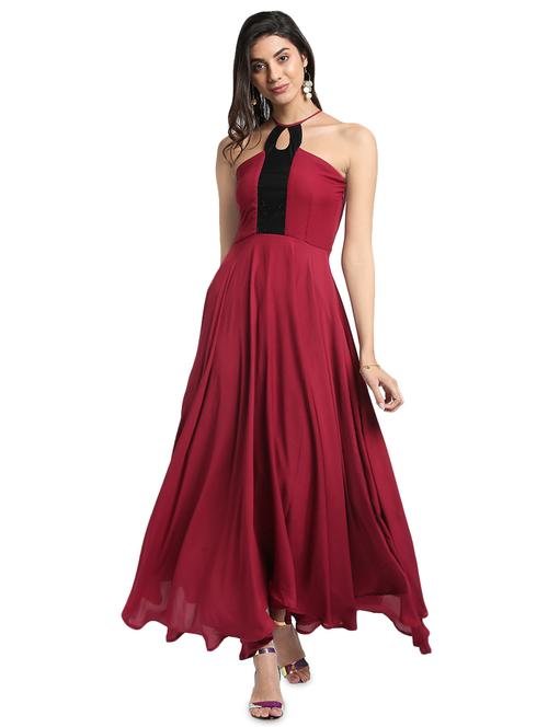 contrast sequined flared maxi dress - 16001073 - Very Small Image - 1