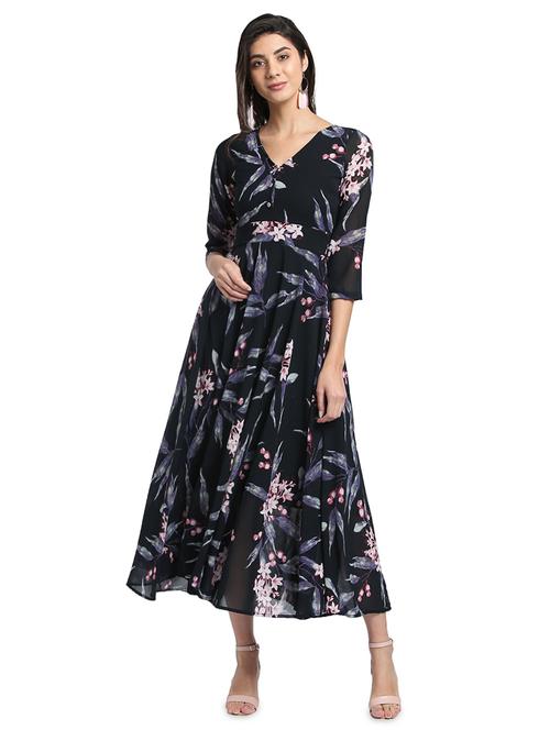 floral flared maxi dress - 16001079 - Very Small Image - 1