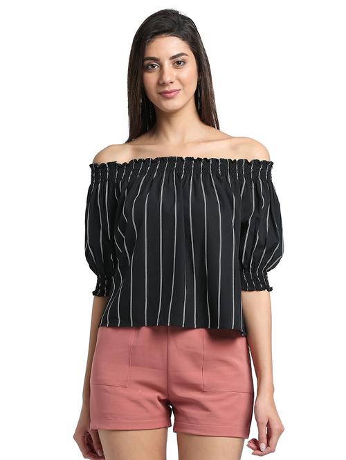 off shoulder striped top - 16001089 - Very Small Image - 1