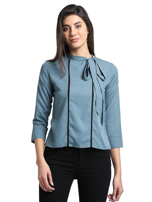 contrast piping tie knot top - 16001090 - Very Small Image - 1