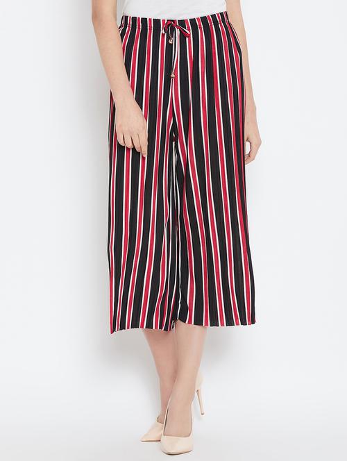 drawstring waist striped culotte - 16001283 - Very Small Image - 1