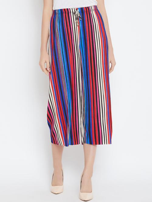 drawstring waist striped culotte - 16001286 - Very Small Image - 1