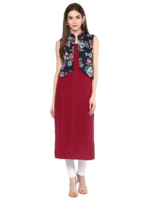 floral straight kurta - 16001704 - Very Small Image - 1