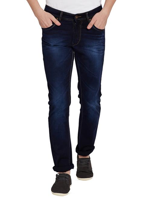 blue cotton blend washed jeans - 16001833 - Very Small Image - 1