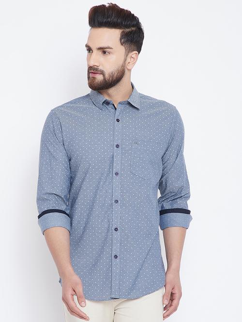 blue printed casual shirt - 16001887 - Very Small Image - 1