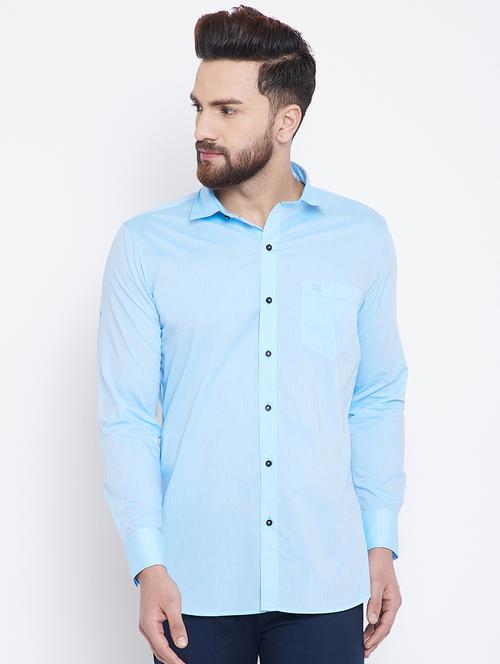 blue solid casual shirt - 16001903 - Very Small Image - 1