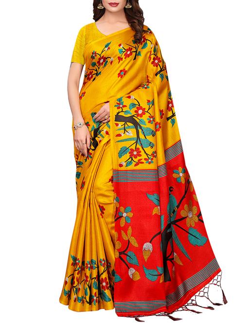 floral printed saree with blouse - 16002114 - Very Small Image - 1