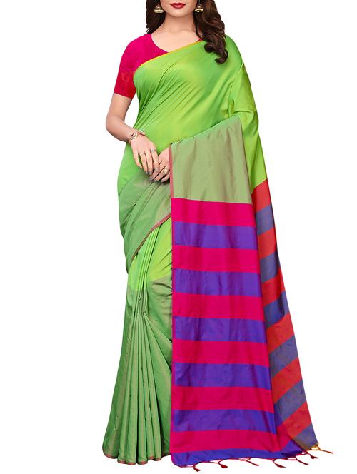 striped border woven saree with blouse - 16002125 - Very Small Image - 1