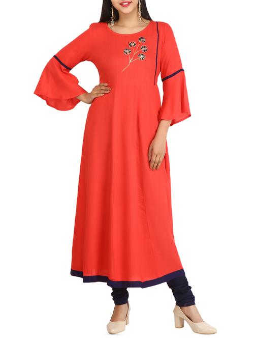 anarkali bell sleeves kurta - 16002238 - Very Small Image - 1