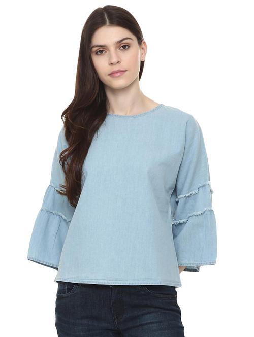 keyhole back frayed detail top - 16002340 - Very Small Image - 1