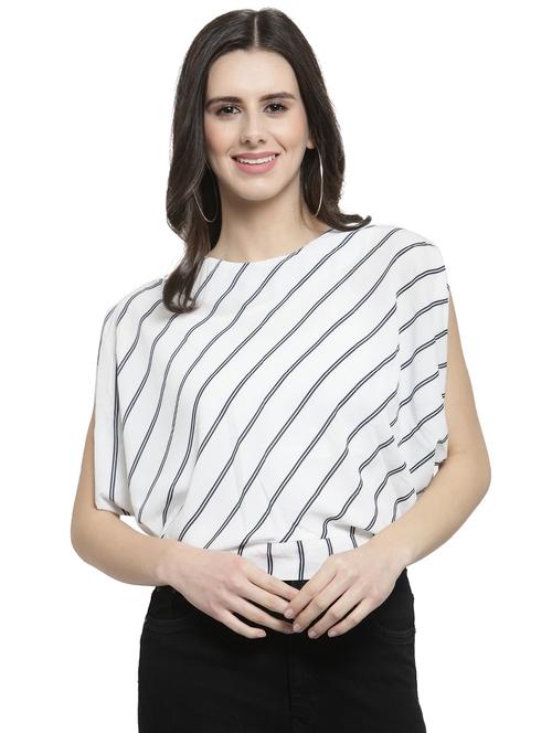 keyhole back striped blouson top - 16002405 - Very Small Image - 1