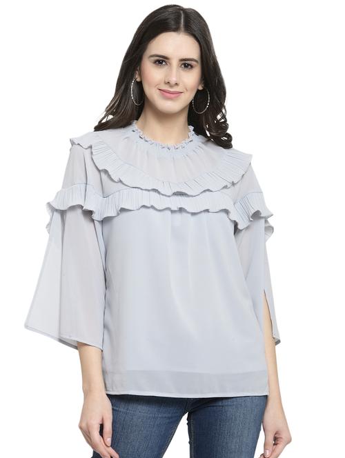 keyhole back ruffle top - 16002452 - Very Small Image - 1