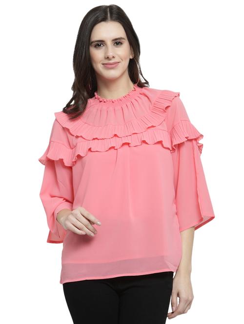 keyhole back ruffle top - 16002454 - Very Small Image - 1