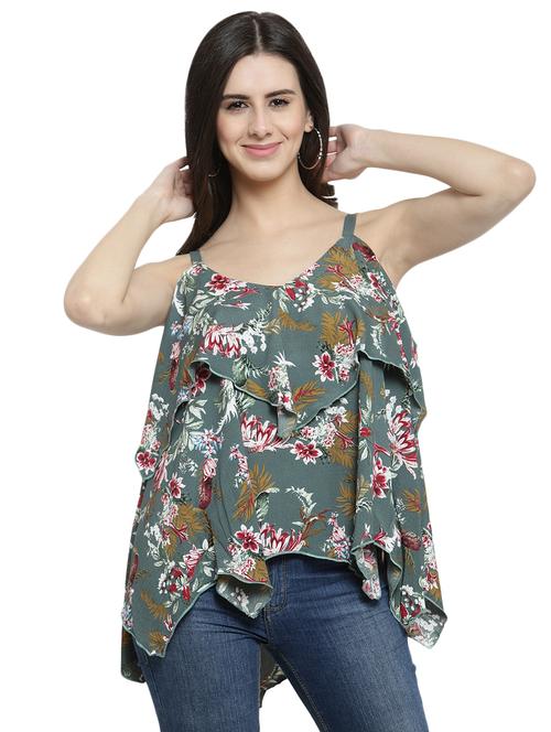 floral layered asymmetric top - 16002455 - Very Small Image - 1