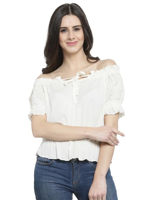 off shoulder blouson top - 16002458 - Very Small Image - 1